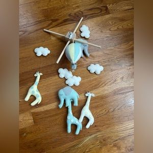 Jungle Hot Air Balloon Mint Yellow Baby Mobile Elephant Giraffe